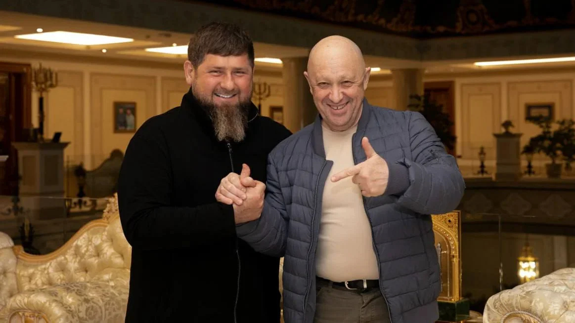 Рамзан Кадыров и Евгений Пригожин. Фото: <a href="https://t.me/RKadyrov_95" rel="noopener" target="_blank" title="https://t.me/RKadyrov_95">Telegram</a>