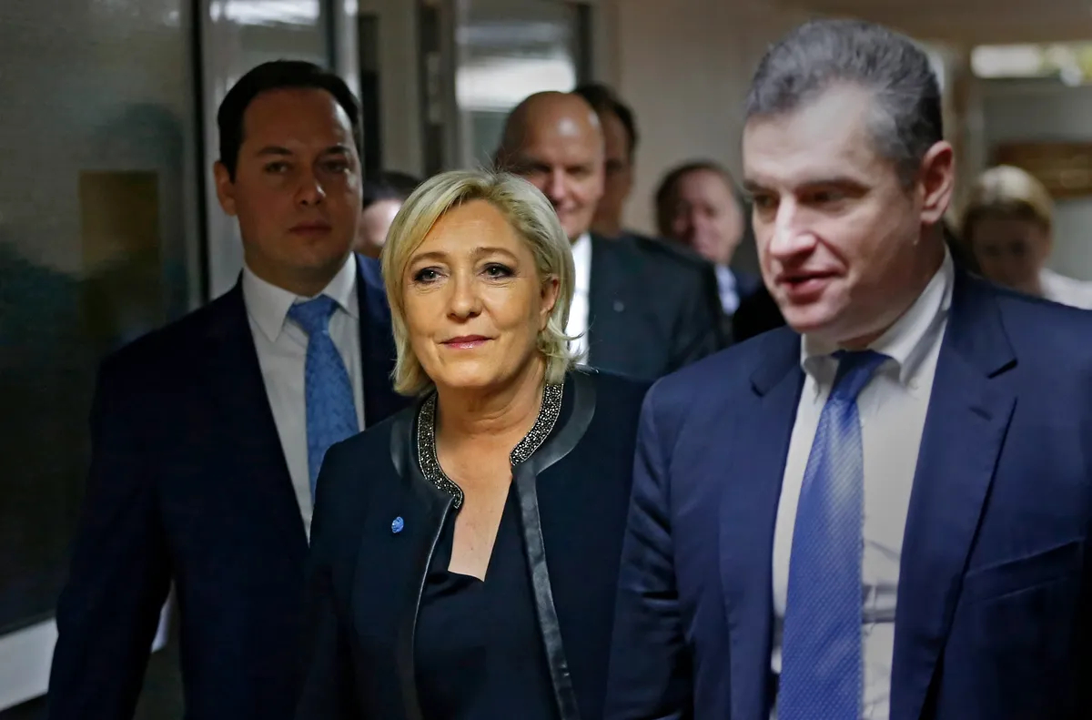 Marine Le Pen with Slutsky during their meeting at the Russia's State Duma in Moscow, Russia, 24 March 2017. Photo: EPA / YURI KOCHETKOV