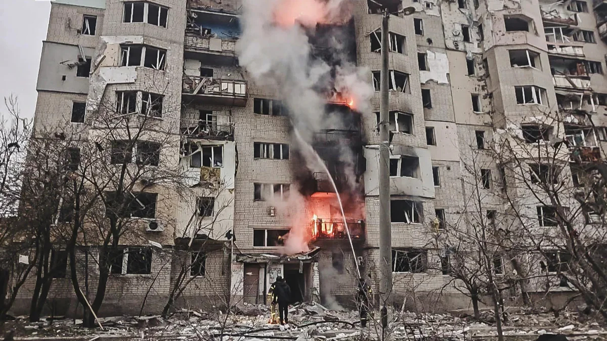 The aftermath of shelling in Kupyansk, Kharkiv region, Ukraine, 6 April 2025. Photo: Ukrainian Emergency Services