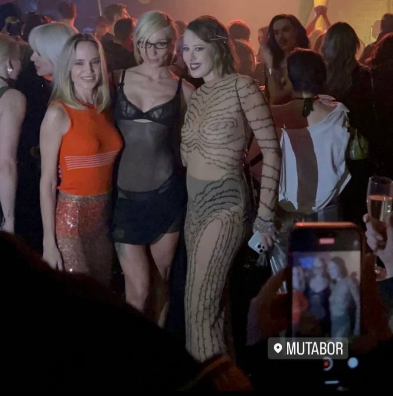 Sobchak and Yevleyeva during the ‘Almost Naked’ party. Photo: social media