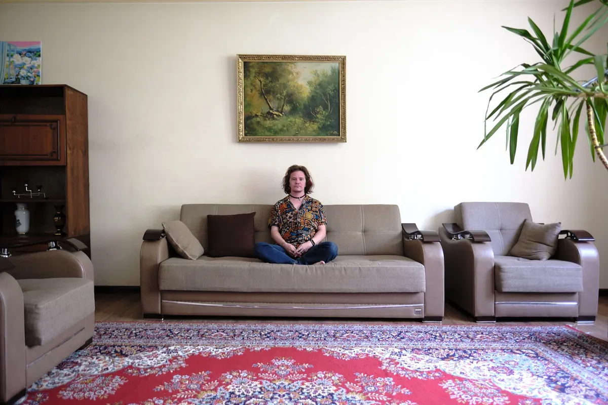 Maxim, the coordinator of Centre T, at home in Yerevan, Armenia, June 2024. Photo: Fabio Lovati