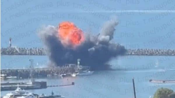 The explosion at the Port of Sochi. Photo: Supernova+ / Telegram