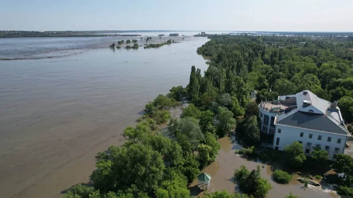 Затопленная Каховская ГЭС в Херсонской области. Фото российской администрации Новокаховского городского округа