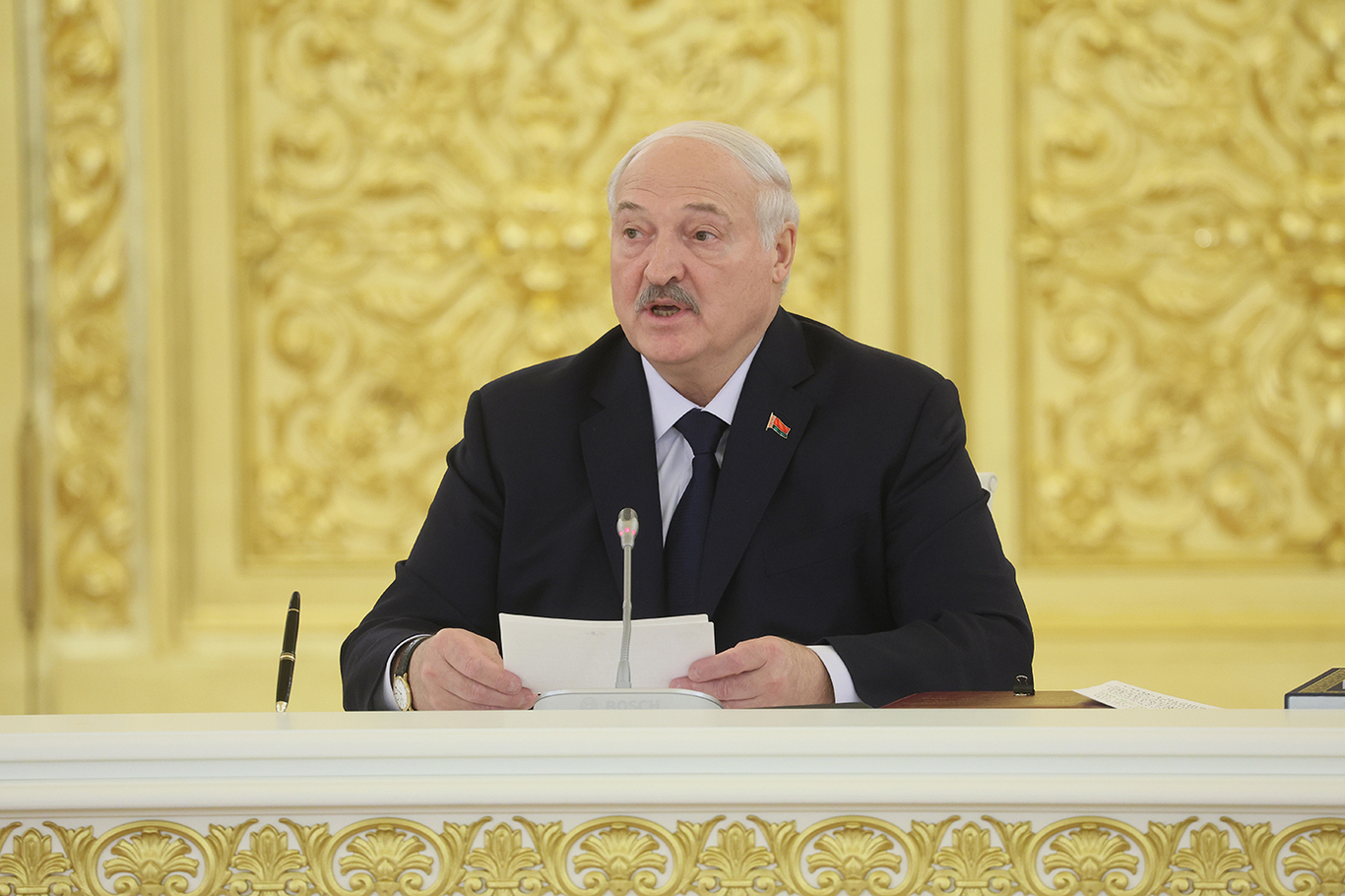 Президент Беларуси Александр Лукашенко выступает на заседании Высшего государственного совета Союзного государства России и Беларуси в Москве, Россия, 26 февраля 2026 года. Фото: Максим Шипенков / EPA