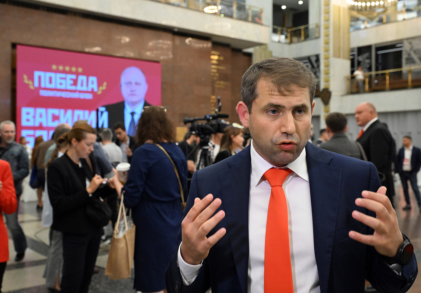 Илан Шор во время съезда сторонников молдавского политического блока «Победа» на Поклонной горе, Москва, Россия, 16 августа 2024 года. Фото: Ирина Бужор / Kommersant / Sipa USA / Vida Press