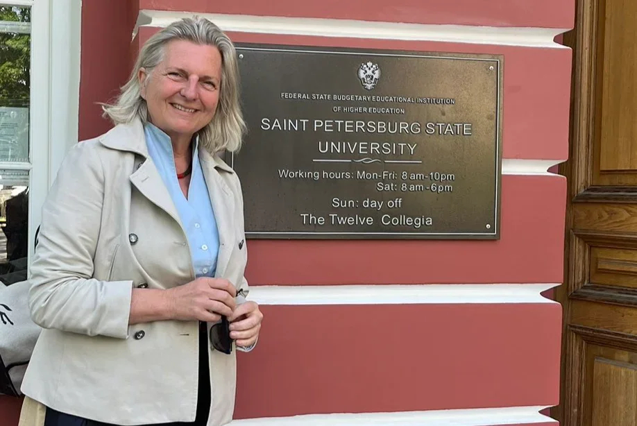 Karin Kneissl in St. Petersburg. Photo: personal Twitter account