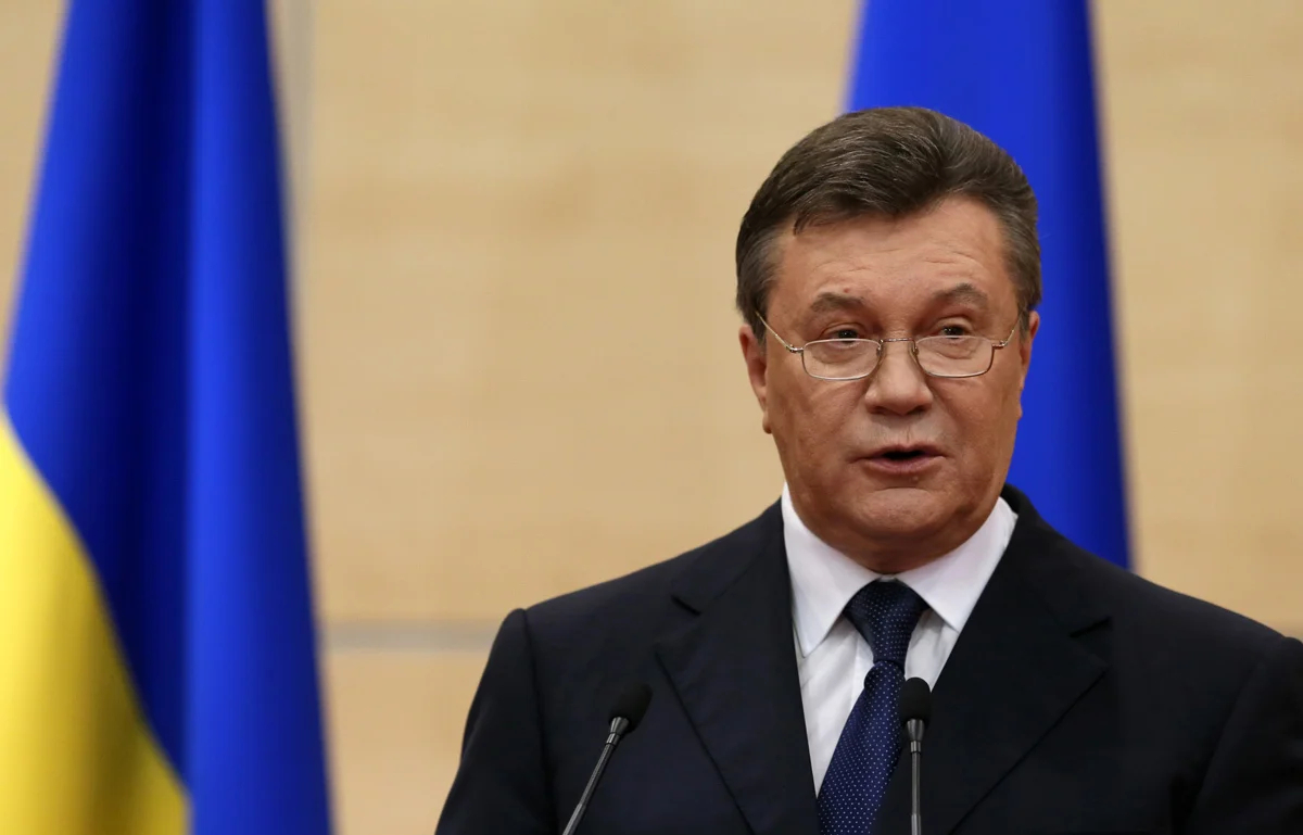 Бывший президент Украины Виктор Янукович выступает на пресс-конференции в Ростове-на-Дону, Россия, 11 марта 2014 года. Фото: Сергей Ильницкий / EPA