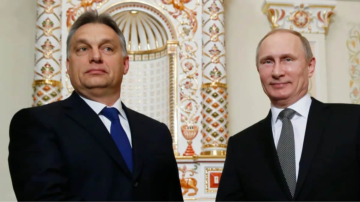 Виктор Орбан и Владимир Путин на встрече в Ново-Огарево, Подмосковье, 14 января 2014 года. Фото: Юрий Кочетков / EPA
