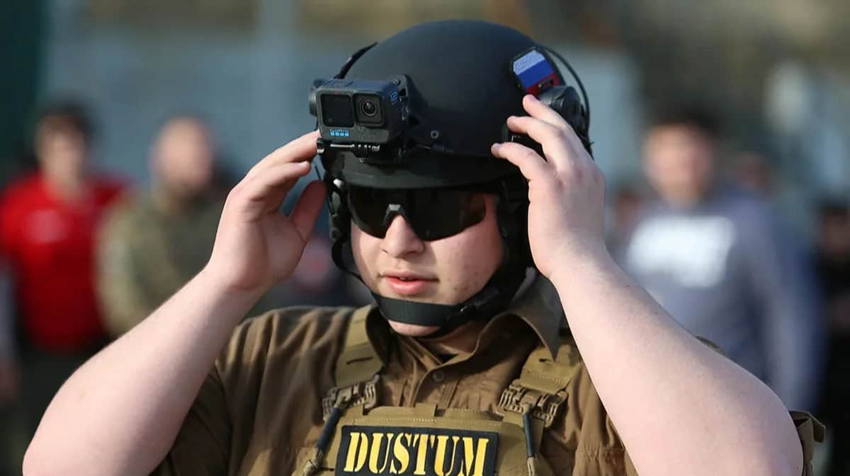Adam Kadyrov takes part in a shooting competition in Gudermes, Chechnya, 28 April 2024. Photo: Chingis Kondarov / REUTERS / Scanpix / LETA