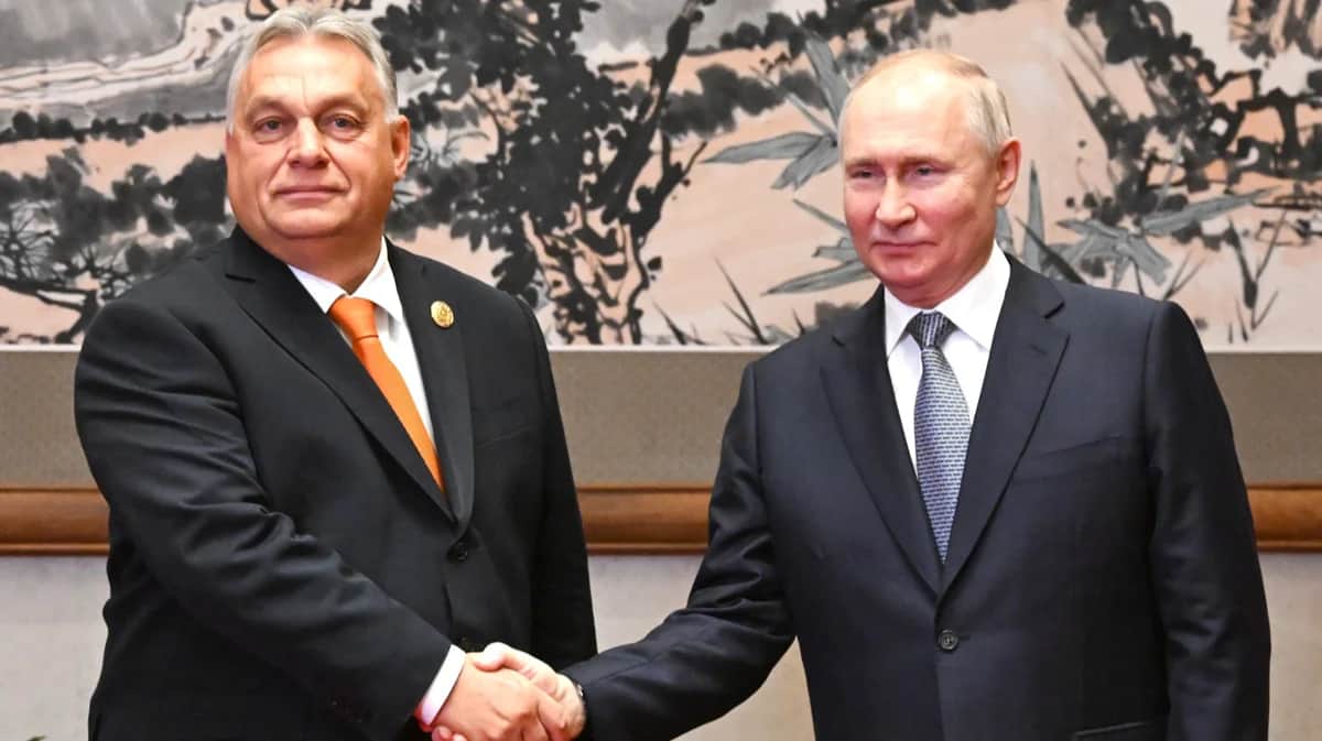 Виктор Орбан и Владимир Путин на форуме «Один пояс, один путь», октябрь 2023 года. Фото: Григорий Сысоев / РИА «Новости» / Kremlin