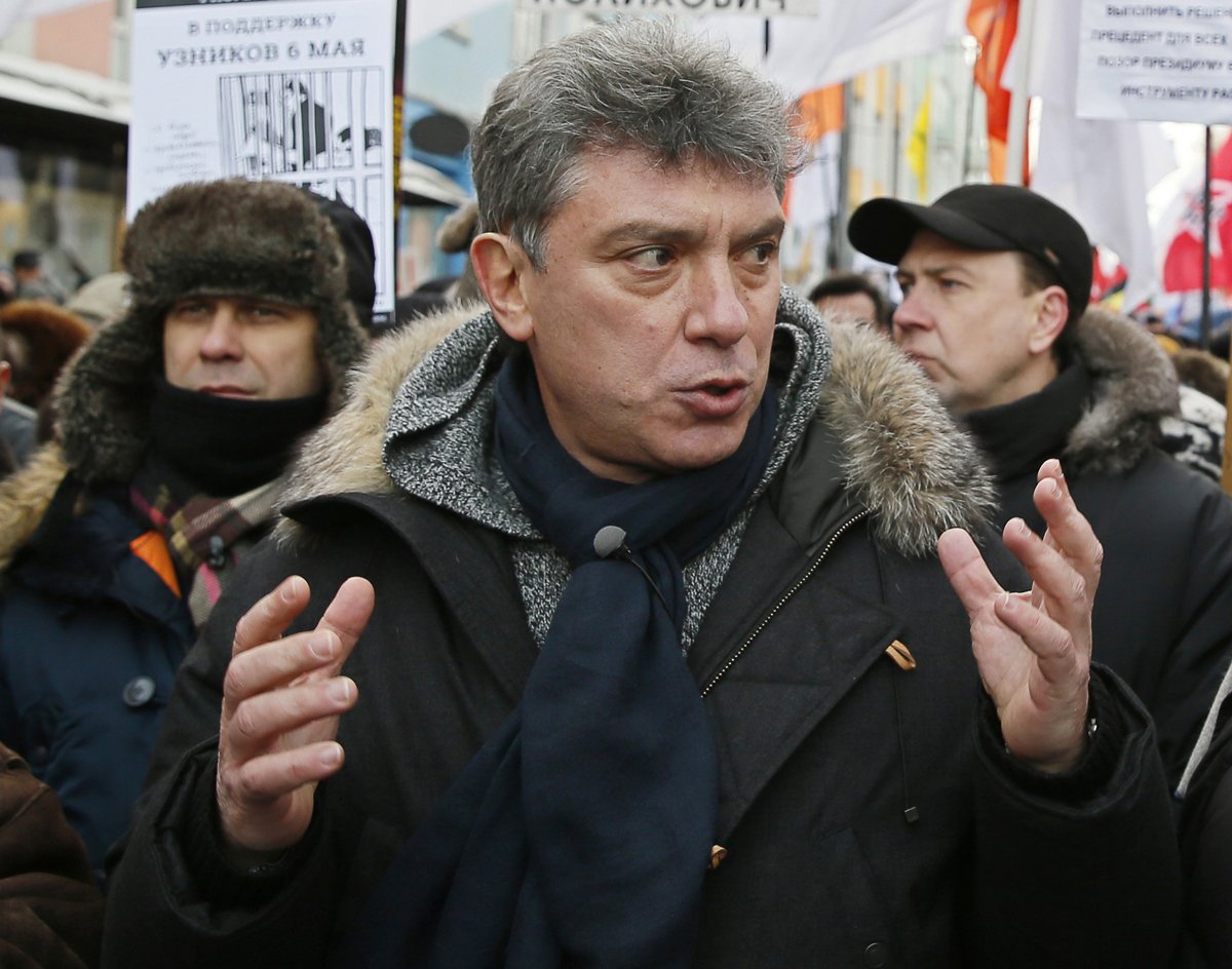 Борис Немцов на оппозиционном митинге в Москве, 2 февраля 2014 года. Фото: Юрий Кочетков / EPA