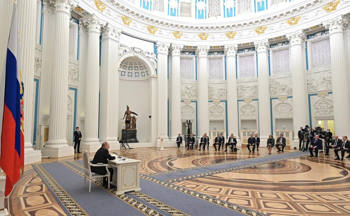 Заседание Совета Безопасности, 21 февраля 2022 года. Фото: Сайт Президента России