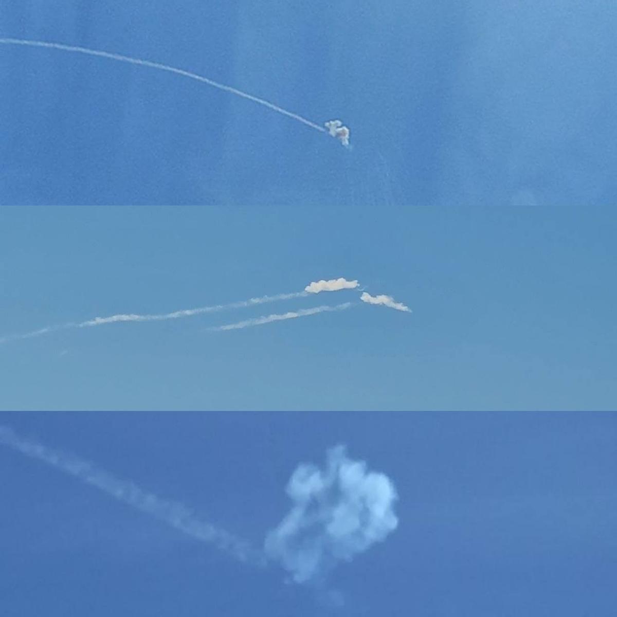 Следы от ракет в небе Одессы. Фото: Telegram
