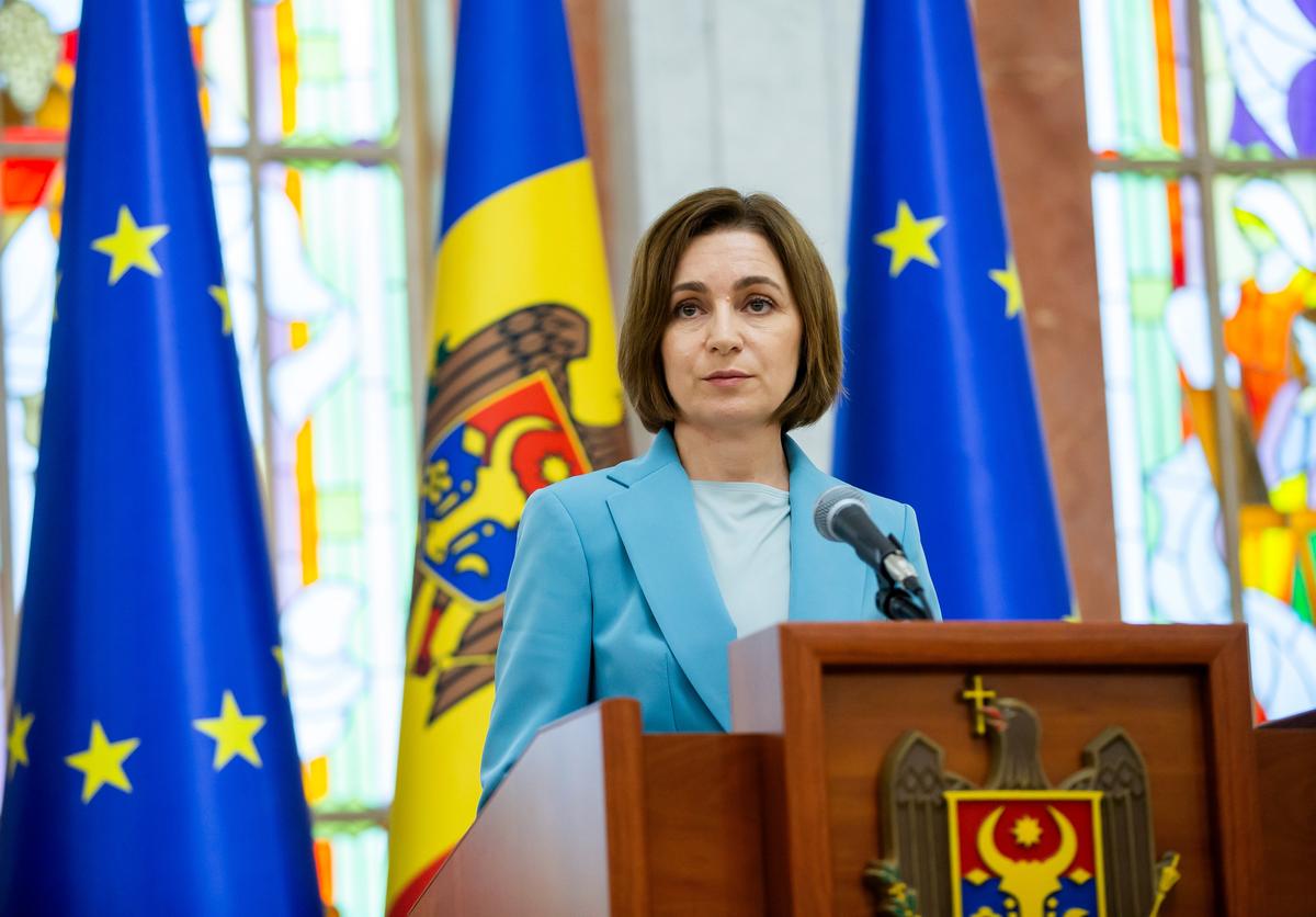 President of Moldova Maia Sandu gives a press conference after a meeting of the country’s Supreme Security Council in Chisinau, Moldova, 30 July 2025. Photo: EPA/DUMITRU DORU