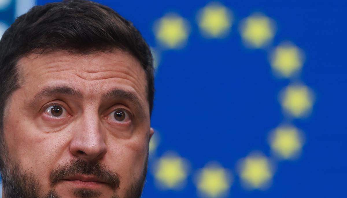 Ukrainian President Volodymyr Zelensky in Brussels, Belgium, 23 October 2025. Photo: EPA / OLIVIER HOSLET