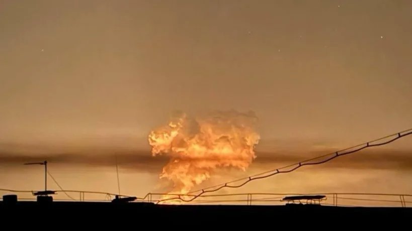 Fire rises over the Sudzha gas metering station. Photo: social media