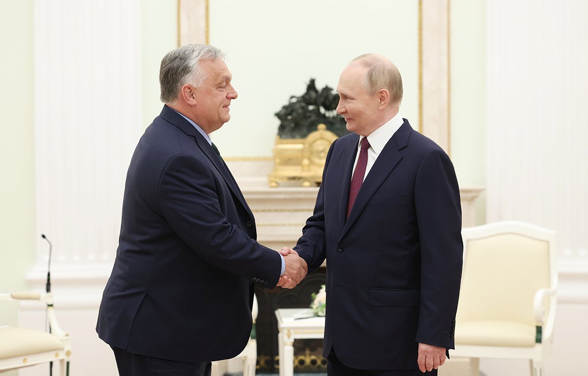 Владимир Путин и Виктор Орбан во время встречи в Кремле, в Москве, Россия, 5 июля 2024 года. Фото: Валерий Шарифулин / EPA-EFE / SPUTNIK